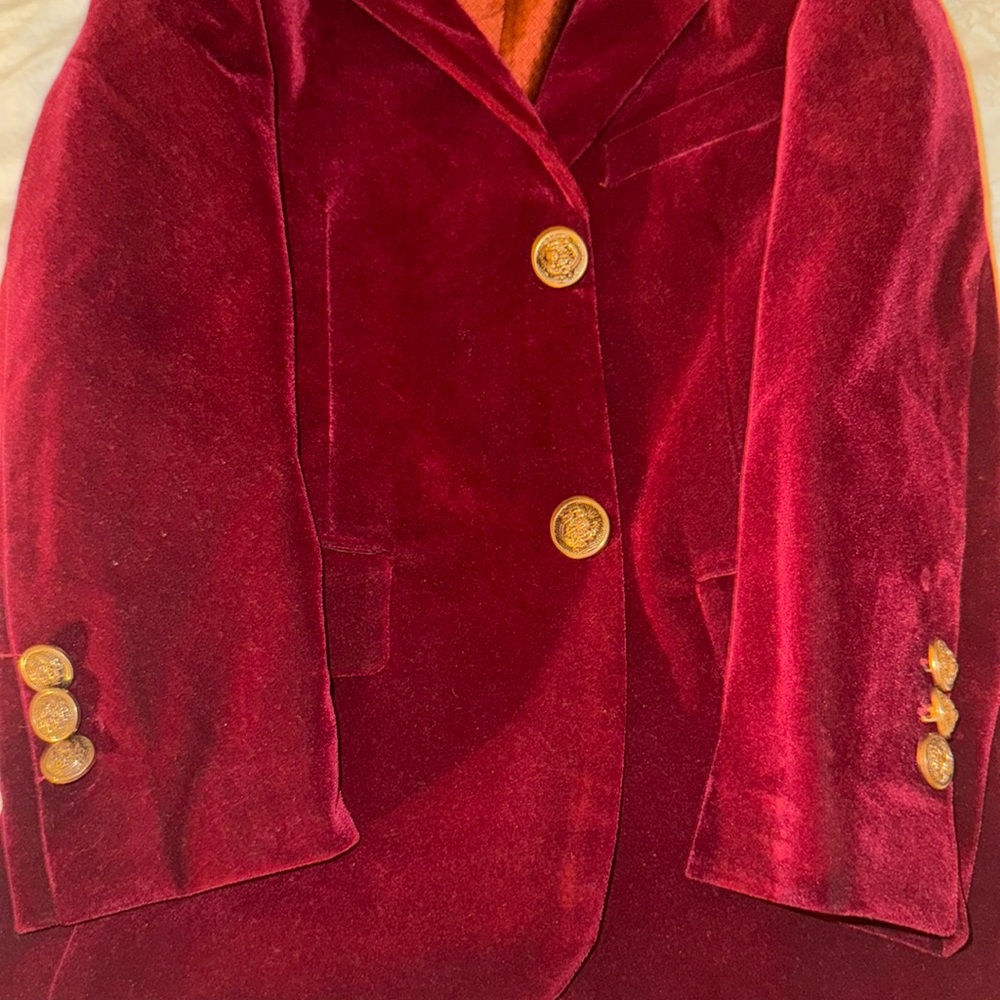 Yuanlu fancy kids velvet jacket gold buttons lined holiday preppy new tags